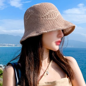 봄 여름 가을 나뭇잎메쉬 시원한 밀짚모자 해변모자 여성 여자 모자 버킷햇